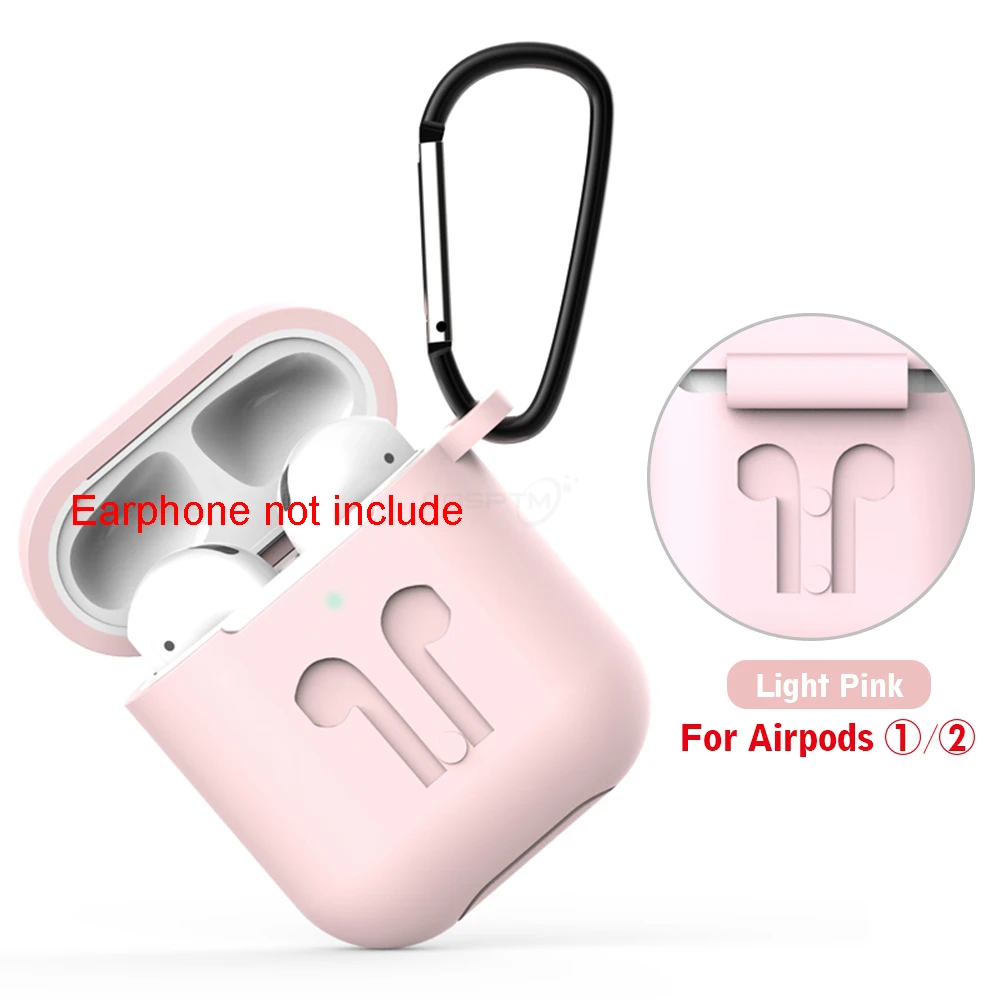 Pink Силиконовый чехол s для Airpods 2 с брелком для наушников Защитный чехол для Apple Airpods противоударные аксессуары для наушников - Цвет: Pink