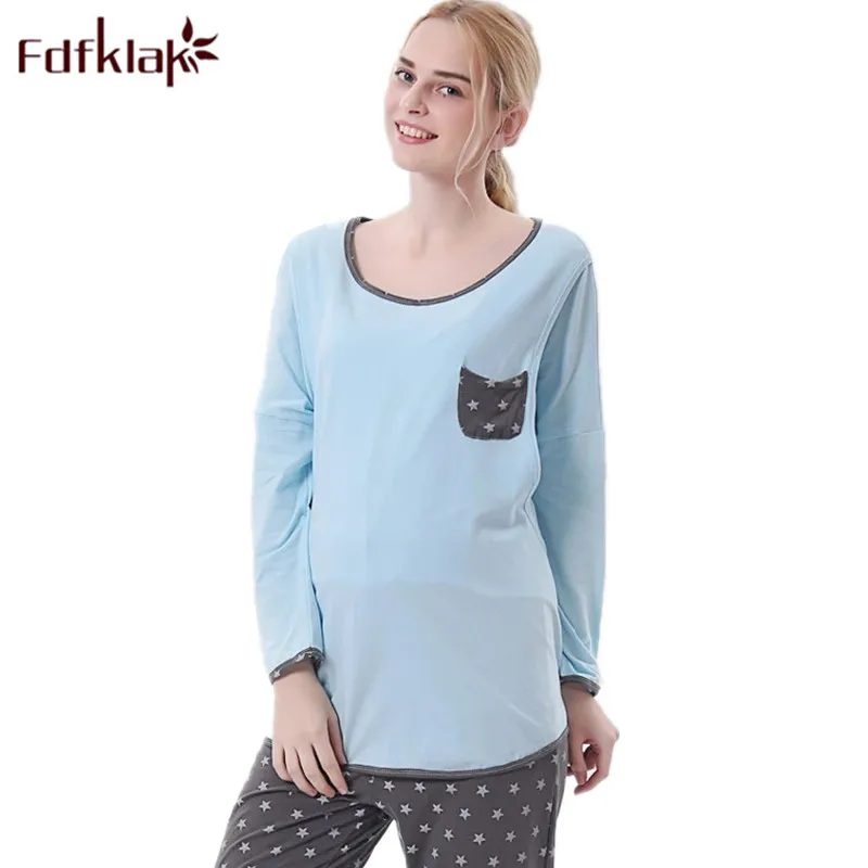 Fdfklak L XL XXL весенне-осенние пижамы для беременных женщин кормящих мам пижама