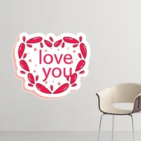 valentines day pink heart shaped love you with water drop removable wall sticker art decals mural diy wallpaper for room decal