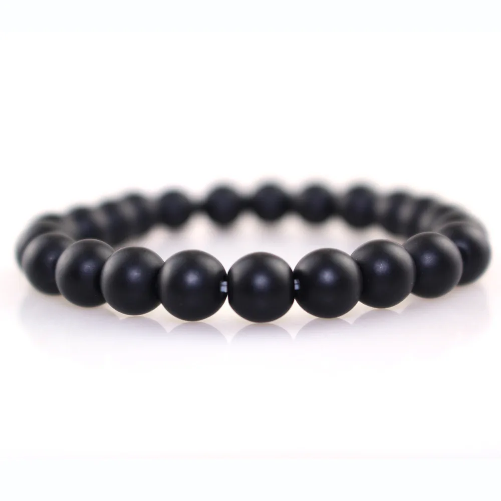 8 мм натуральный камень Лава браслет из бисера для мужчин Мужская подвеска с