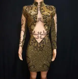dress Пикантные золотистый и Черный Боди со стразами модные женские туфли блестящие танцевальная одежда костюмы этап Костюмы для вечеринки, дня рождения Купальник Одежда - Цвет: dress