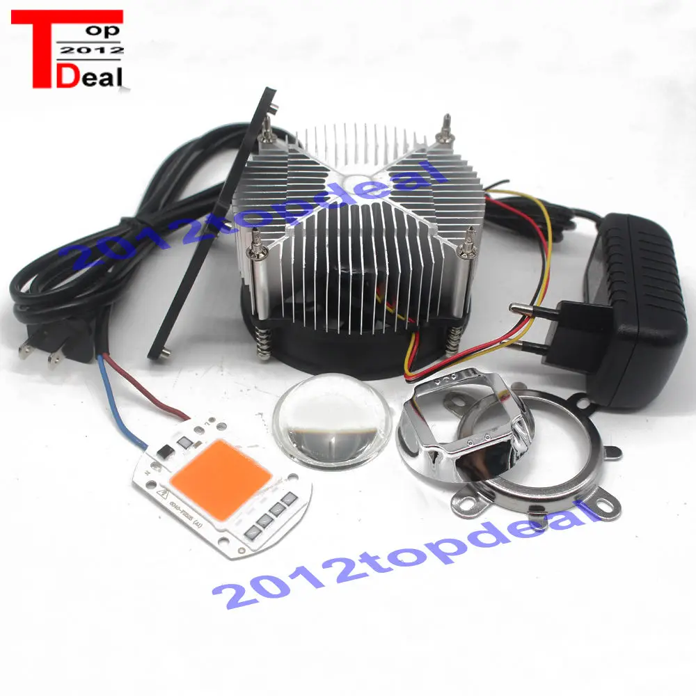 110 V/220 V 50W 380NM-840NM полный спектр светодиодный+ радиатор кулер+ объектив+ питание+ кабель