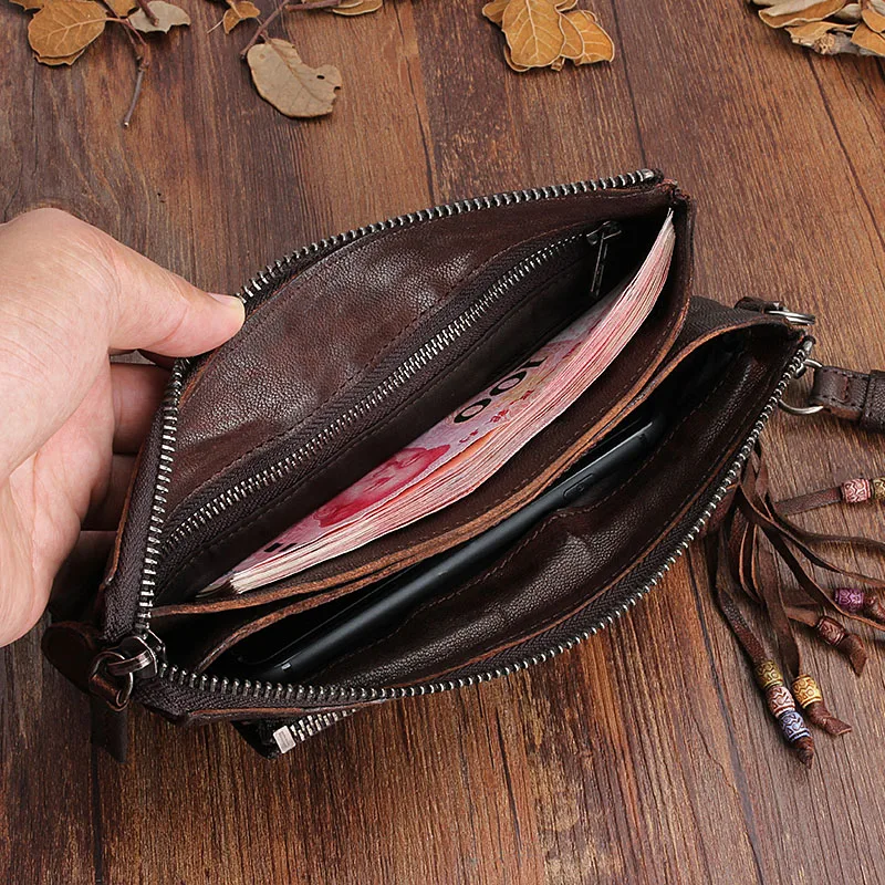 Дизайнерские Длинные мужские кошельки 2021 из натуральной овечьей кожи с верхним