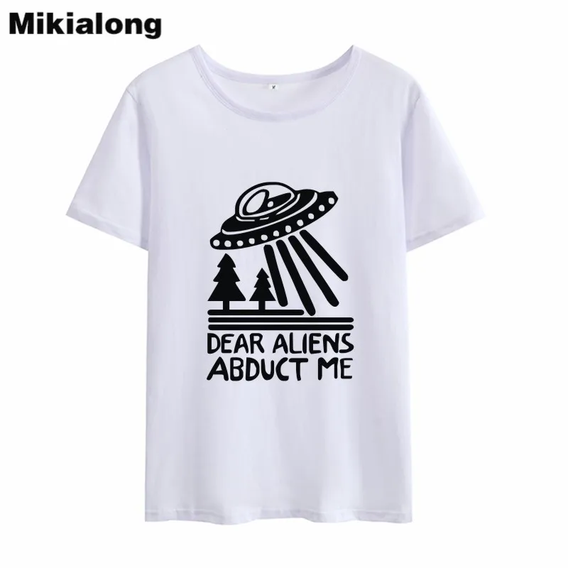 OLN UFO Футболка женская 2018 Лето Новое поступление женские футболки забавные Tumblr
