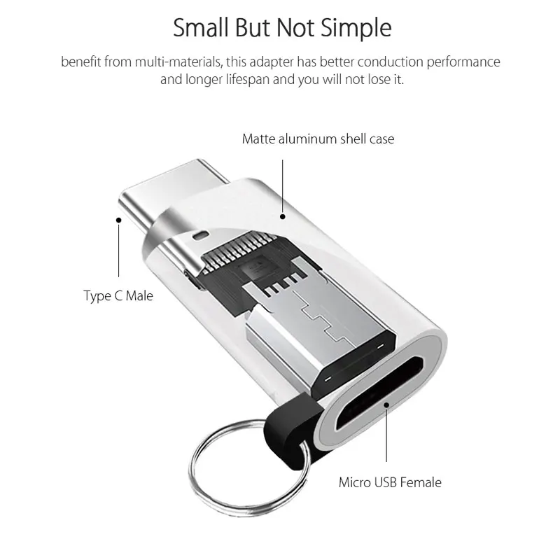 Адаптер USB C к кабелю преобразователя Micro Тип адаптер для Macbook Samsung s8 Huawei p10 p9 xiaomi 6 OTG