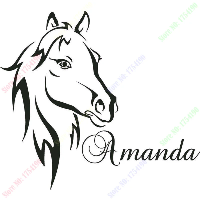 

New Custom Name Text Horse Head Vinyl Wall Art Sticker Decal Decor Free Shipping
