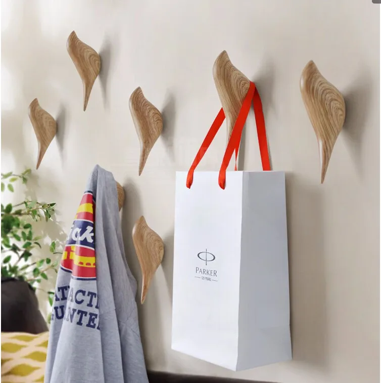 Creative Bird Decoration Resin Hanging Hook Wall Hooks Wood Grain Bedroom Door After Animals 3D Coat Single Wal | Дом и сад