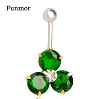 funmor cubic zircon flower belly button rings copper navel ring women girls holiday stainless steel helix piercing navel jewelry