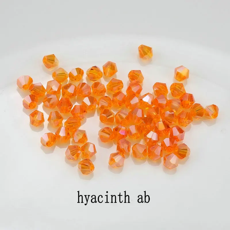 Купите 1 и получите 1 бесплатно 4 мм блестящие хрустальные бусины Bicone Beads стеклянные бусины Свободные разделительные бусины - Цвет: hyacinth ab