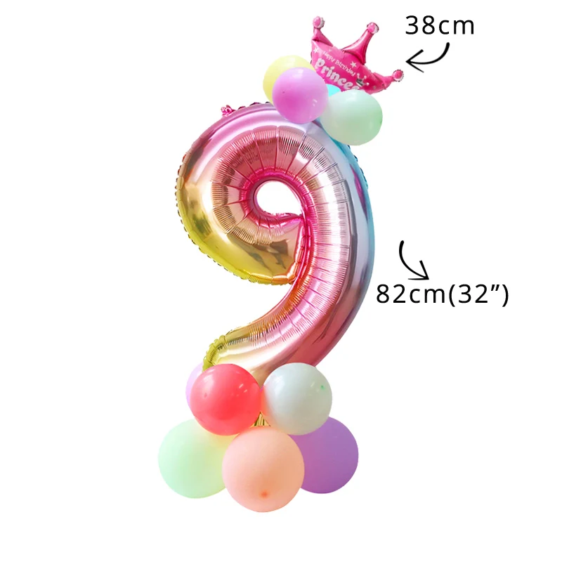 16pcs balloon kit 9 WEIGAO 0-9 Радуга Единорог баннер для вечеринки и воздушные шары Комплект блестящий для дня рождения баннер бумага Гарланд с номером воздушный шар Декор - Цвет: 16pcs balloon kit 9