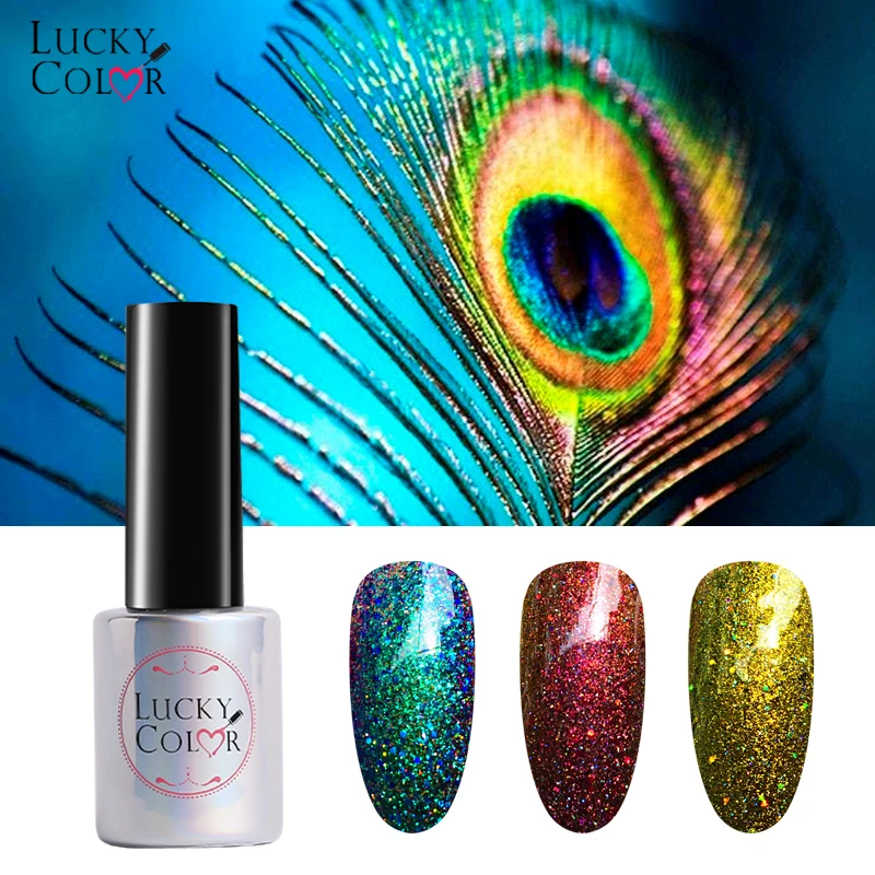 Голографический Гель-лак Павлин для ногтей 10 мл Алмазный сверкающий Платиновый