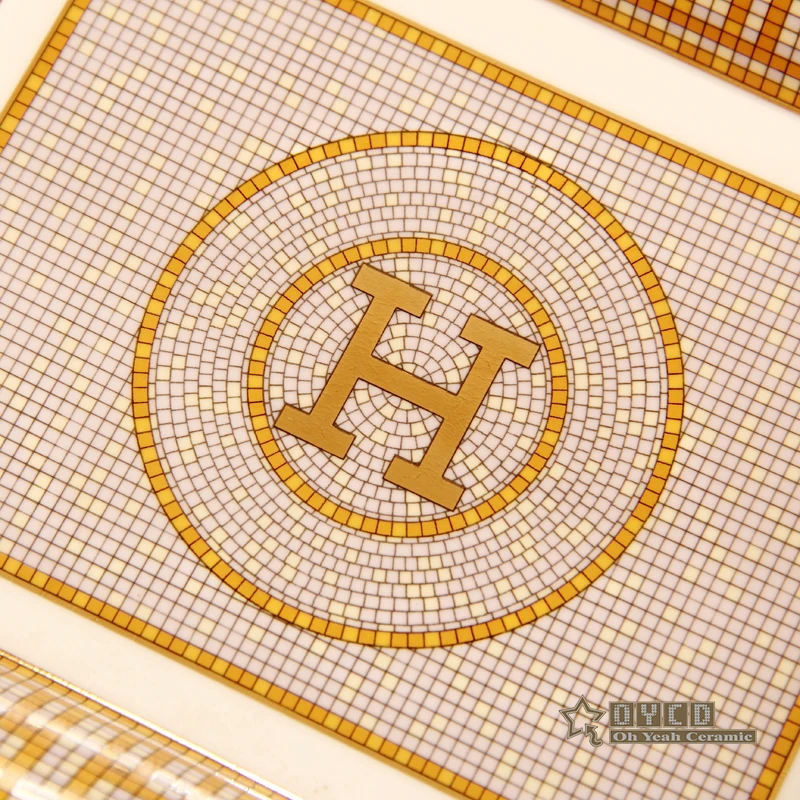 Фарфоровая пепельница золотистая прямоугольная для сигарет деловые подарки|ashtray