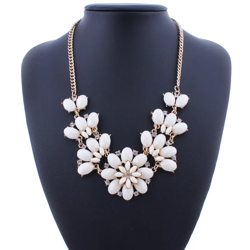 Seblasy Retro Ethnic Acrylic Stone Crystal Flower Maxi Temperament Collar Choker Necklaces &amp Pendants Women Statement Jewelry | Украшения