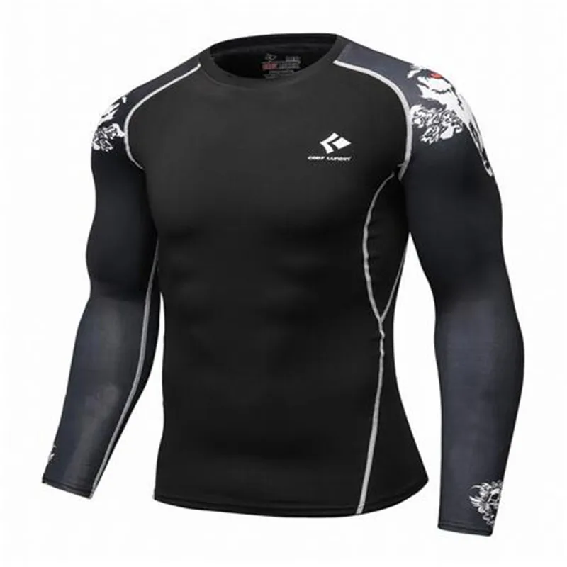 Mens Compression Shirts Bodybuilding Skin Tight Long Sleeves Jerseys Clothings Exercise Workout Fitness Sportswear | Мужская одежда