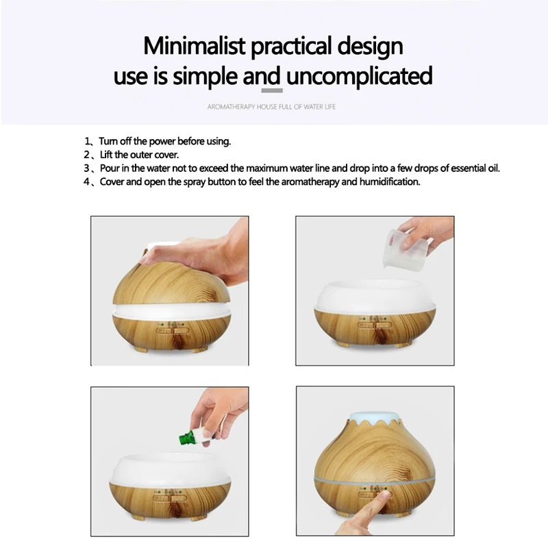 Air Humidifier Essential Oil Diffuser Aroma Lamp Aromatherapy Electri Electric Home Mist Maker | Бытовая техника