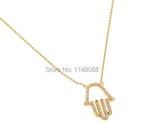 Новейшее ожерелье с кубическим цирконием Hamsa кулон на удачу рука Фатимы символ