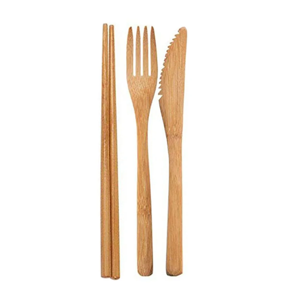 6 шт./компл. соломенная Ложка Вилка палочки для еды нож пикника с тканью сумка