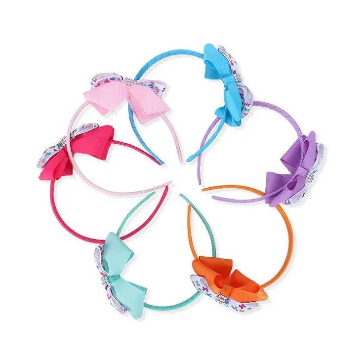 12 шт. Бесплатная доставка лента бабочка Бант Радужная повязка на голову Радужный