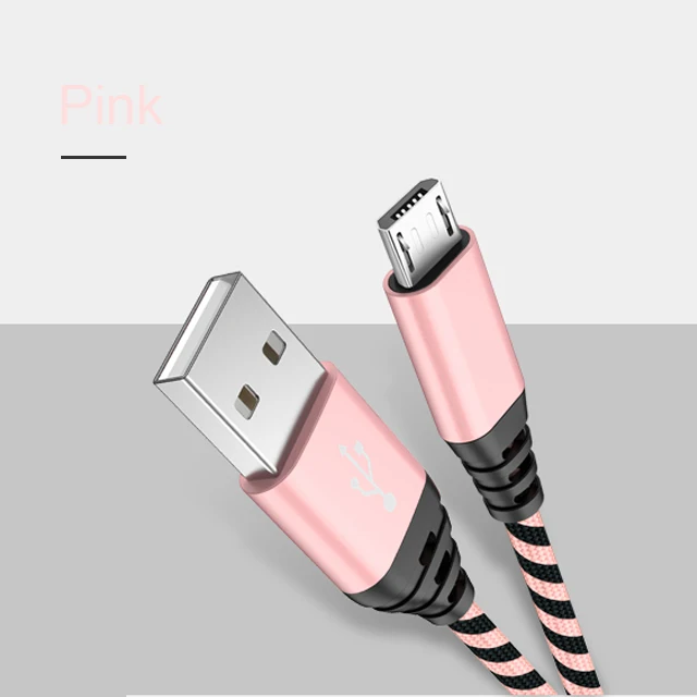 Pink 2 м кабель Micro USB для samsung S7 кабель быстрой зарядки для huawei Xiaomi Android зарядное устройство через Micro USB шнур - Цвет: Pink