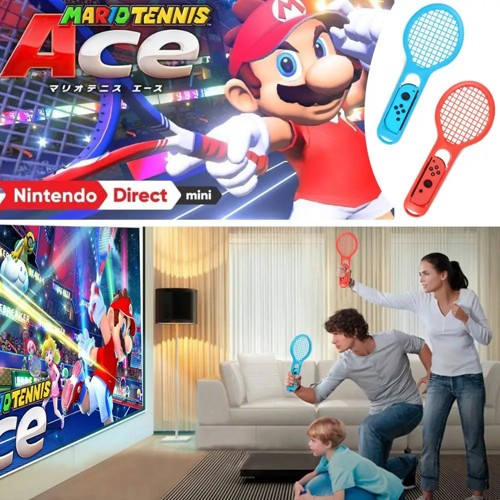 For Nintend Switch Joy-con ABS Tennis Racket Handle Holder for Nintendo NS ACES Game Player with 2 Analog Caps | Электроника