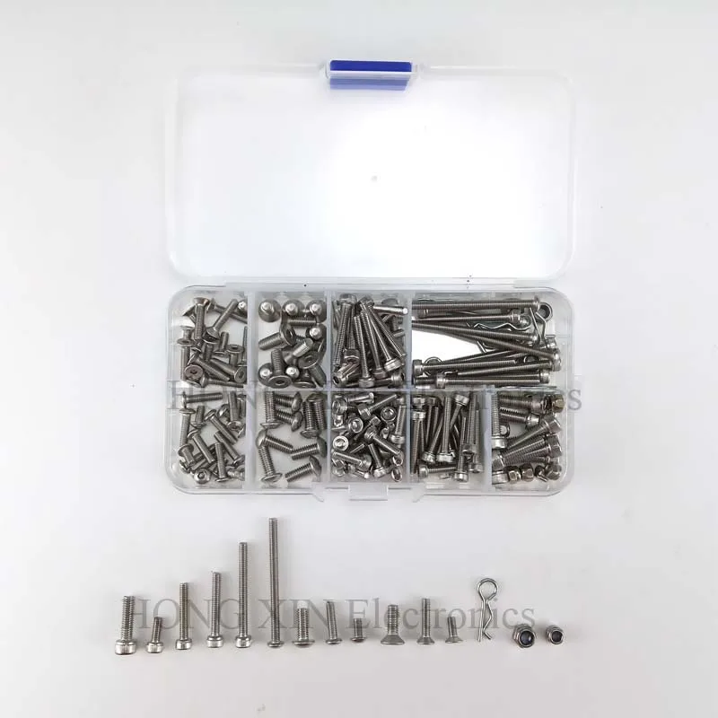 

205Pcs Screws Stainless Steel Screw Kit Set with Box for 4x4 Short Truck DIY Tools Rc Car Parts High Quality