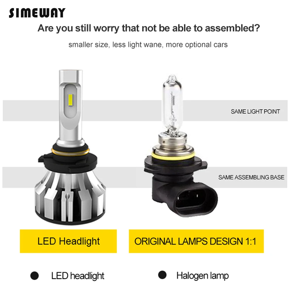 Super Bright H4 H13 High Low Beam Car led headlight CSP 8000lm 6000K H1 H3 H7 H9 H11 9005 9006 9012 881 Auto fog lamp bulbs | Автомобили и