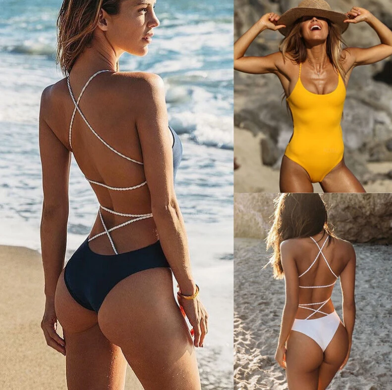 Женский тканый купальный костюм желтый белый сексуальный купальник с открытой