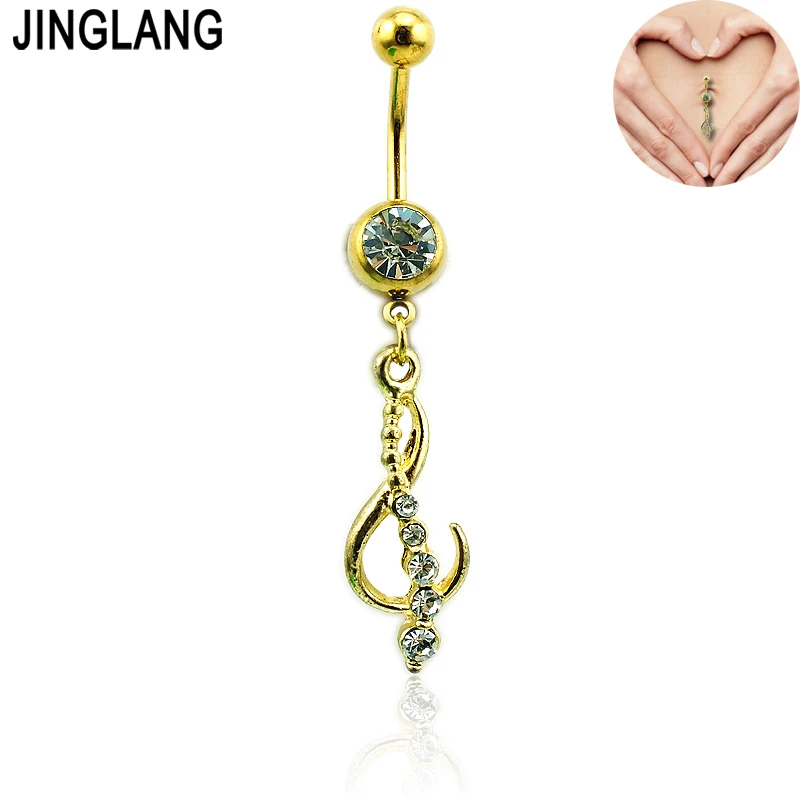 Кольца JINGLANG для пупка золотого цвета из нержавеющей стали со звеньями