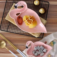 3d flamingo plate pink bird creative ceramic dishes snacks dried fruit plate dessert plate diy birthday wedding party supplies