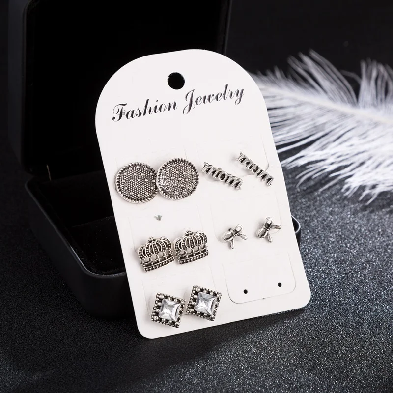 

Bohemia Style Earrings Set Vintage Crystal Gem Stud Earrings For Women Fashion Jewelry Accessories Female Party Bijoux Wholesale