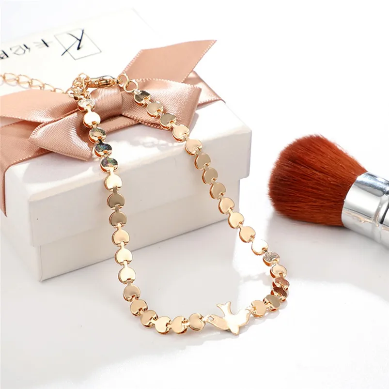 Геометрическая круглая цепь птица животное браслет цепочка из нержавеющей стали