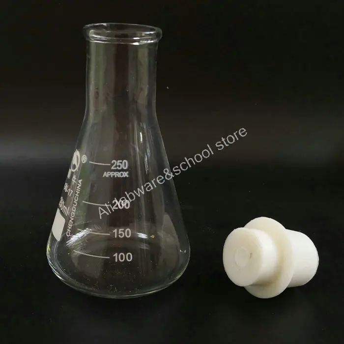 1PC 50ml-3000ml Glass Big mouth Triangle Flask with Silicone plugs Laboratory Equipment Conical flask Silica gel plug | Канцтовары для