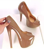 carpaton newest peep toe platform pumps super high 16cm heels woman dress shoes shallow slip on party weding heels