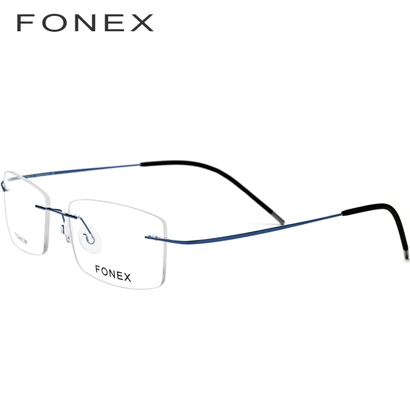 FONEX очки без оправы из титанового сплава, мужские ультралегкие квадратные оправы для очков, мужские очки по рецепту, очки с оптической оправой для близорукости, 76127