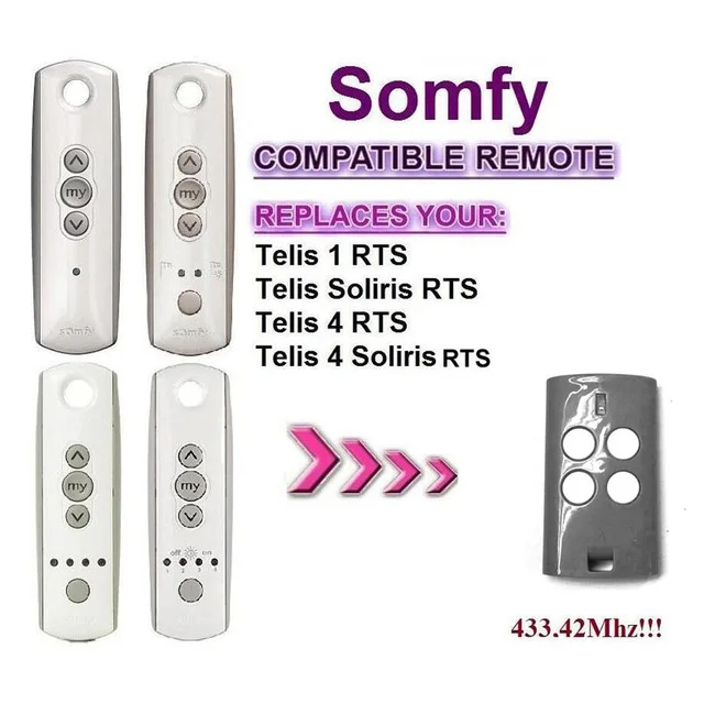 2018 новые для Somfy тэлис 4 RTS soliris Совместимость двери гаража дистанционного