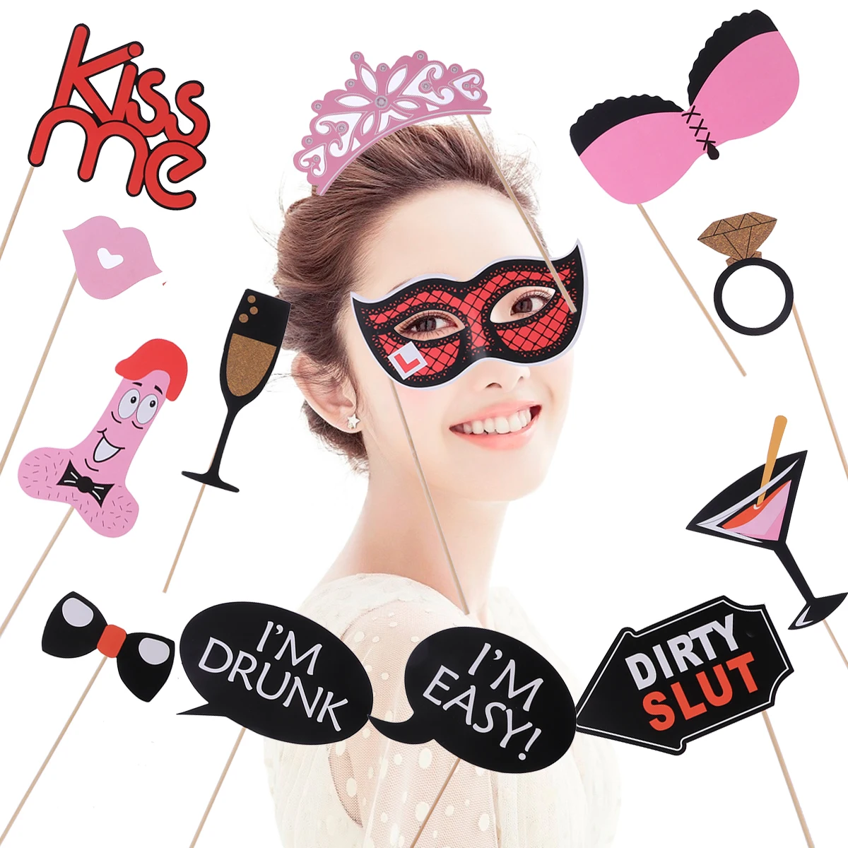 20pcs Bachelor Party Favors Photo Booth Props Kit Funny Bachelorette Paper Selfie Accessories Decoration Supplies | Дом и сад