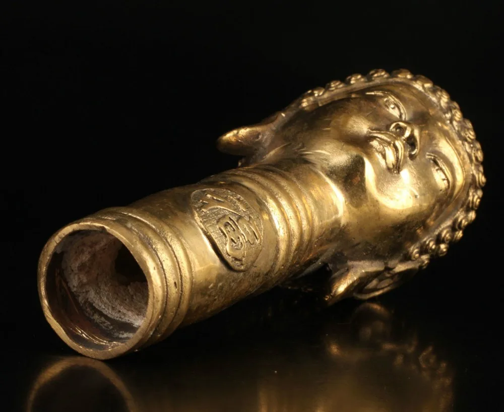 Коллекционный старинный стиль ручной работы медный статуя Будды рукоятка для