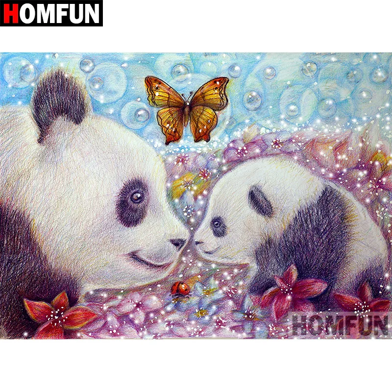 

HOMFUN 5D DIY Diamond Painting Full Square/Round Drill "Panda butterfly" Embroidery Cross Stitch gift Home Decor Gift A09160