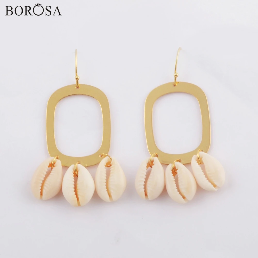 Серьги BOROSA 5/10 пар новая коллекция золотые тройки натуральный Каури серьги модные