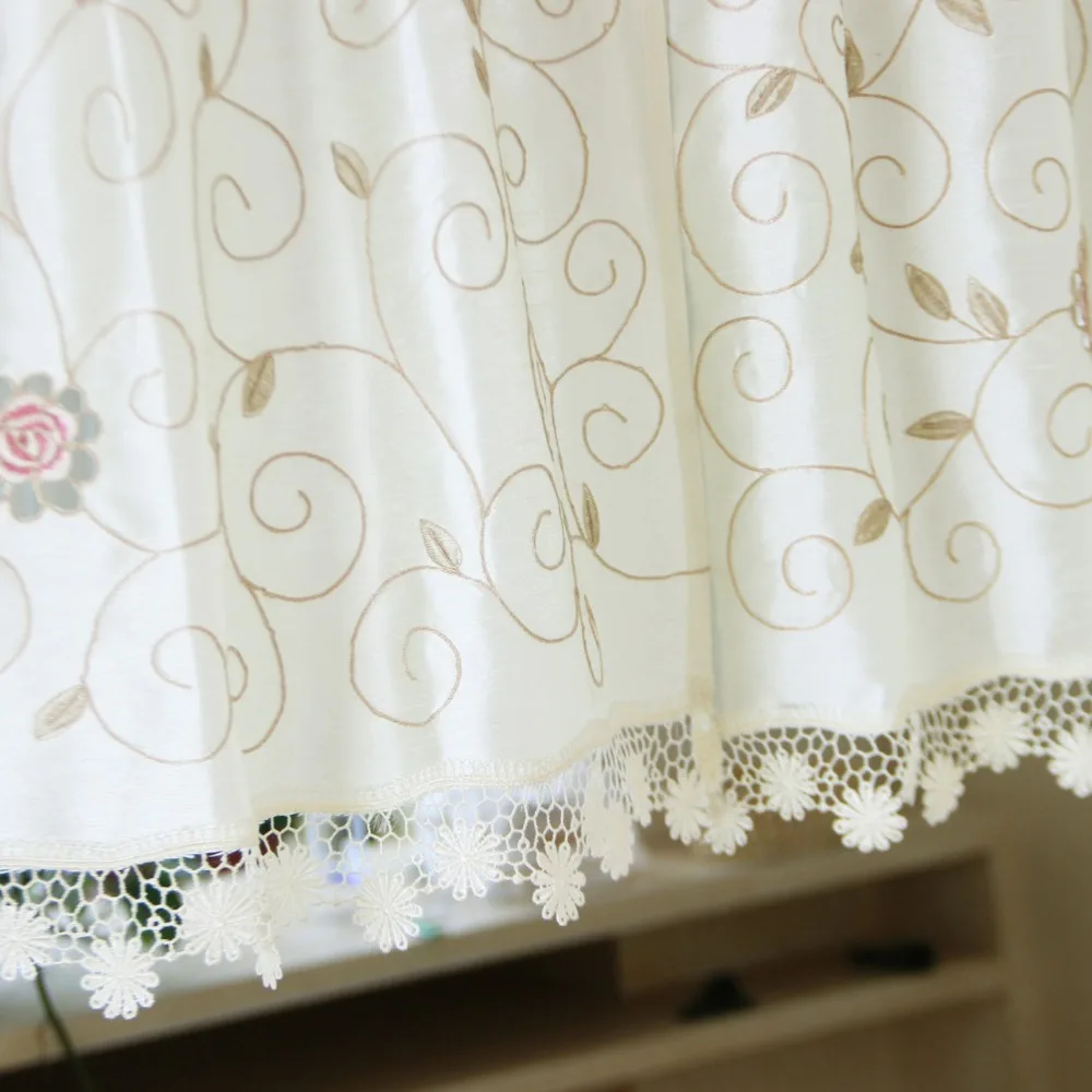 2 шт. кухонные занавески с вышивкой|flower kitchen curtains|kitchen curtainsshort curtains |