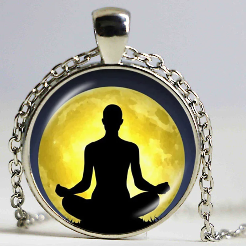 Ожерелье &quotцветок жизни&quot с изображением зеленых листьев и Мандала серебро