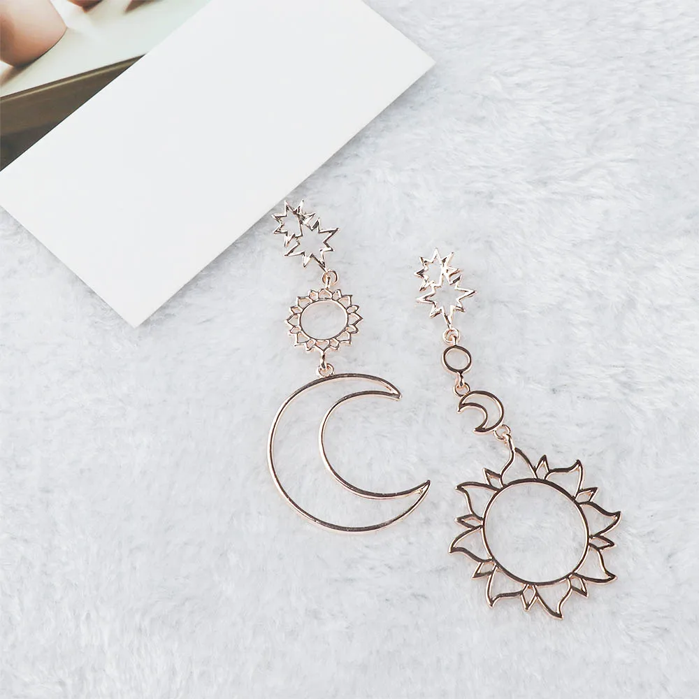 Изысканные женские серьги в богемном стиле звезда солнце луна полые из