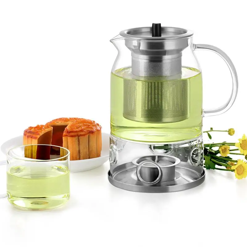 Чайник с заваркой и подсвечником современный дизайн 600 мл плюс 4 чайных чашки