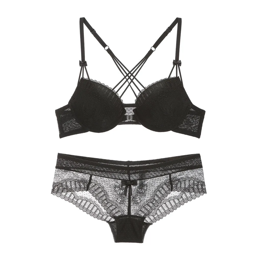 Кружева Push Up красивые Back Padded бюстгальтеры собрать комплект нижнего белья Для