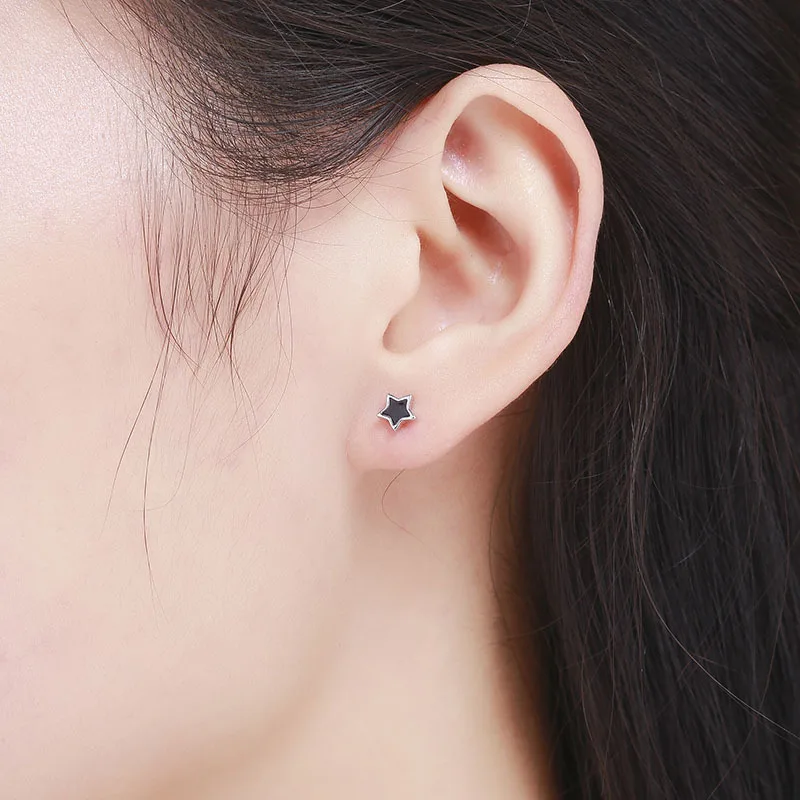 Серьги гвоздики из серебра 925 пробы с пятиконечными звездами|screw stud earrings|stud earringsstud