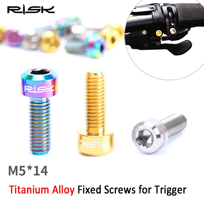 

RISK 2PCS M5*14mm Titanium Alloy Brake Trigger Bolt For MTB Derailleur Lever Fixed Screw For Cycling Bicycle Thumb Shifter M5x14
