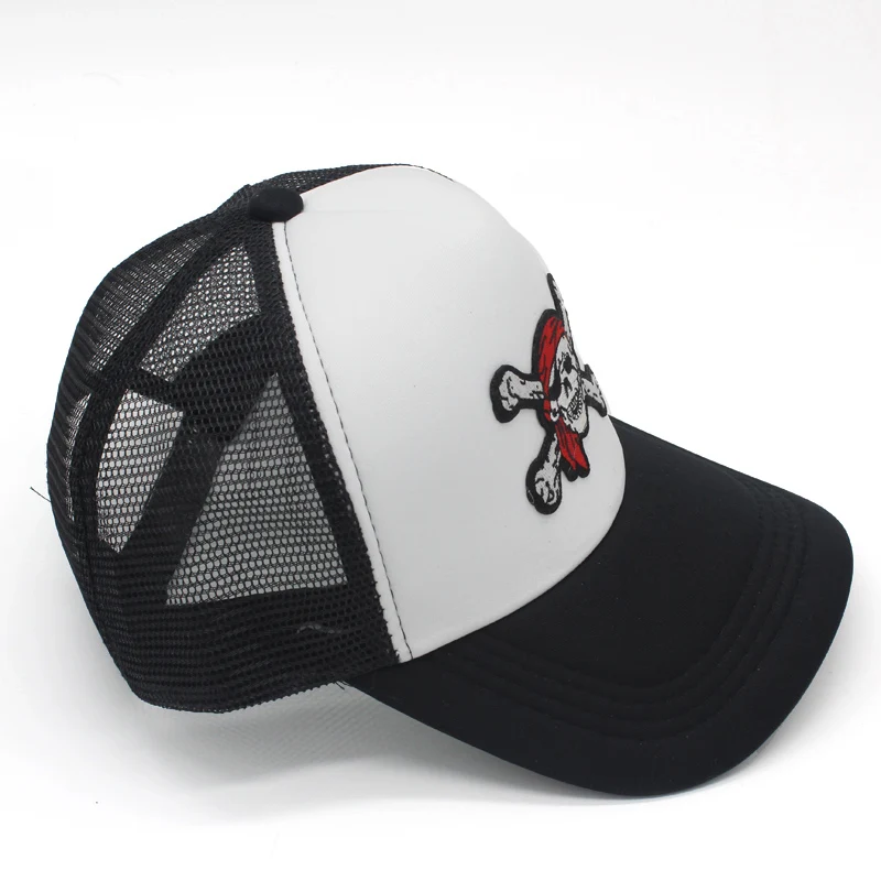 Пиратский череп логотип сетки Бейсбол Кепки s casquette 5 Панель SnapBack Gorras Открытый Sunhat