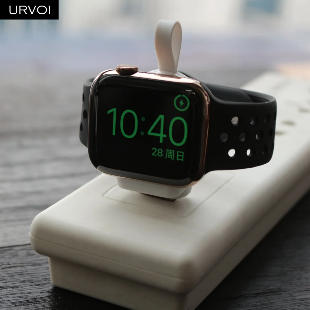 URVOI зарядное устройство для Apple Watch series 5 4 3 2 1, беспроводной держатель, портативная зарядка, удобная Магнитная подставка, 1,5 Вт, вход, USB разъем, ремонт