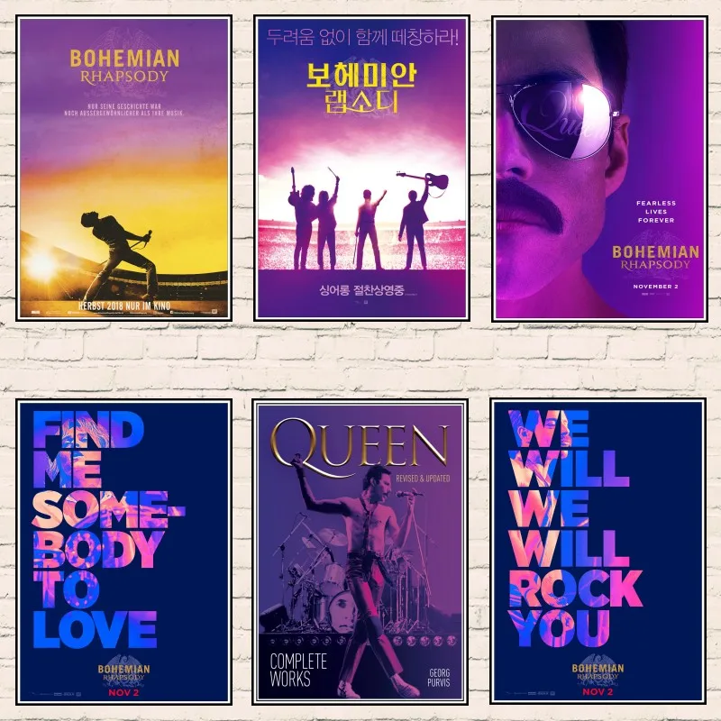 С группой Queen музыкальный постер в богемном стиле Rhapsody пленочный белая
