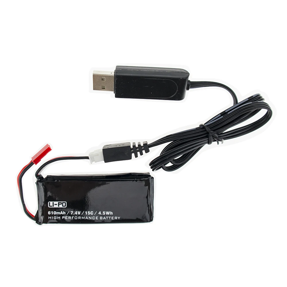 Аккумулятор Lipo 7 4 в 610 мАч 15C Вт/ч с зарядным устройством 2s USB для hubsan X4 H502S H502E
